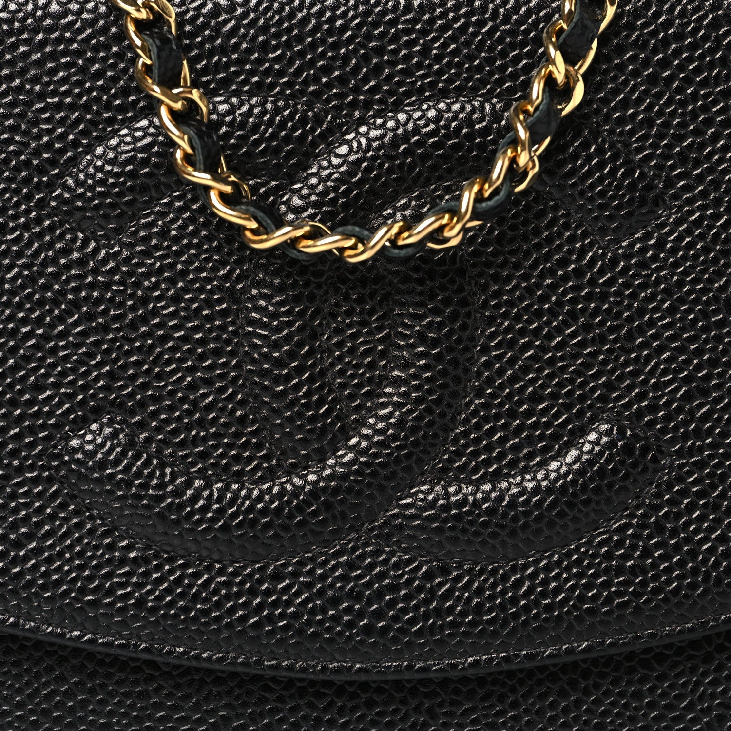 Chanel Caviar Timeless CC Wallet On Chain WOC Black