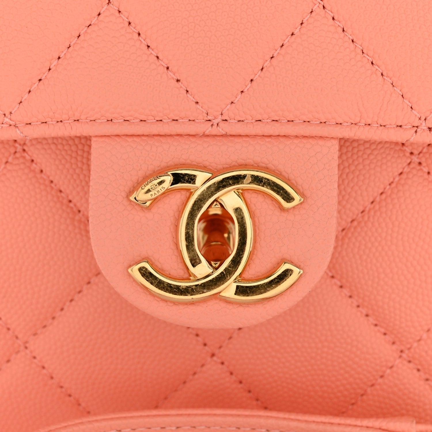 Chanel Caviar Quilted Handy Box Vanity Case Orange