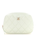 Caviar Quilted Small Curvy Pouch Cosmetic Case Light Green