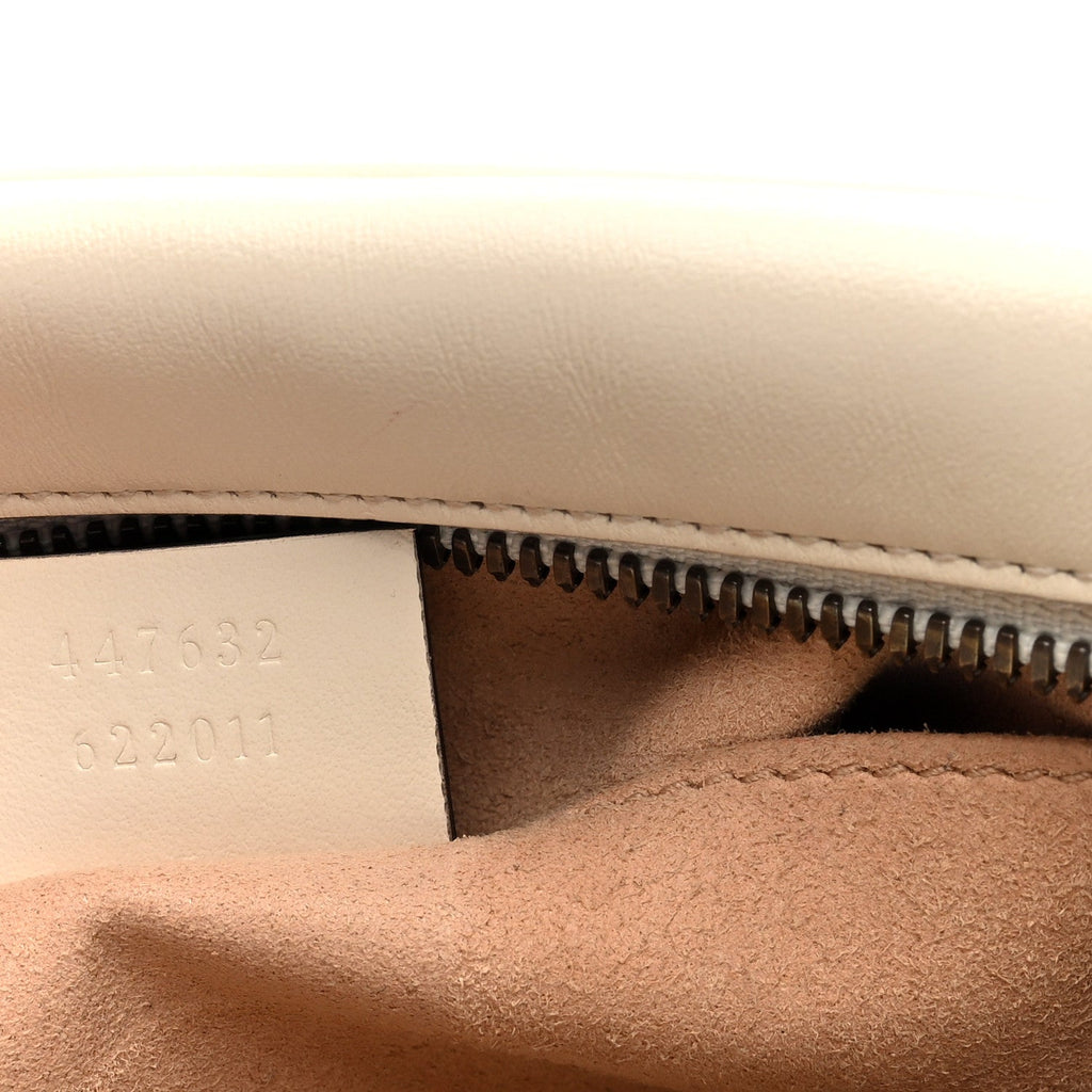 Gucci Calfskin Matelasse Small GG Marmont Chain Shoulder Bag White