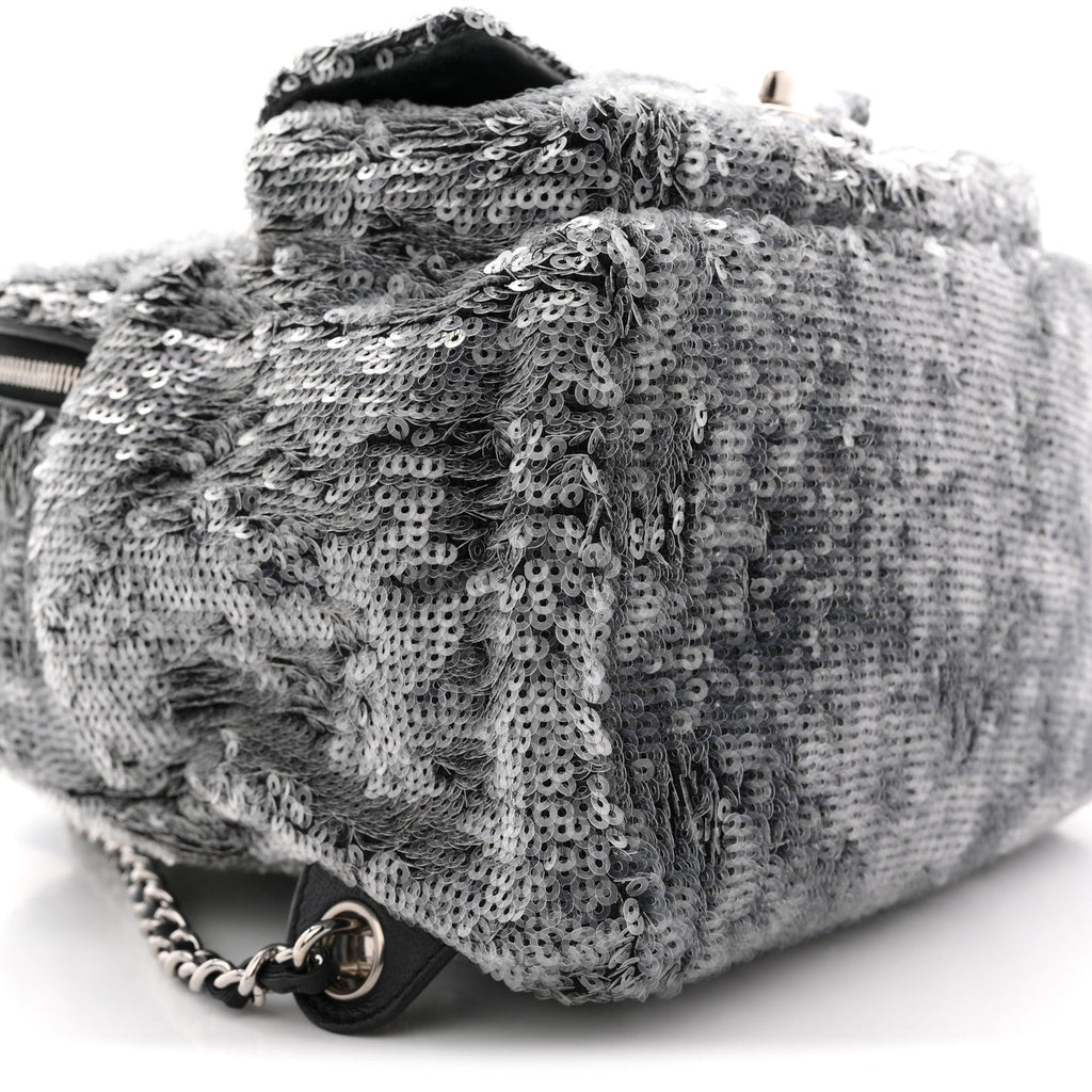 Chanel Sequin Waterfall Backpack Grey