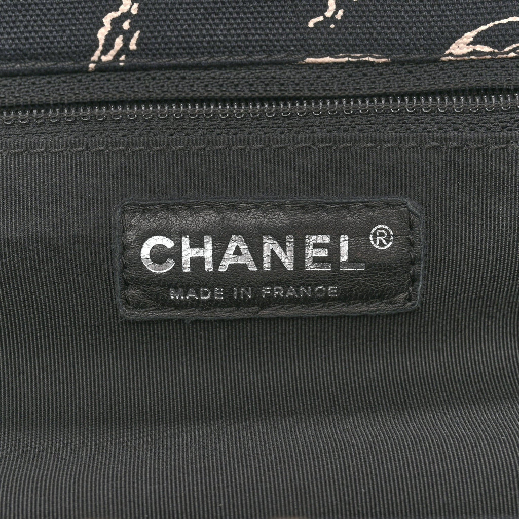 Chanel Canvas Camellia Flower Tote Black