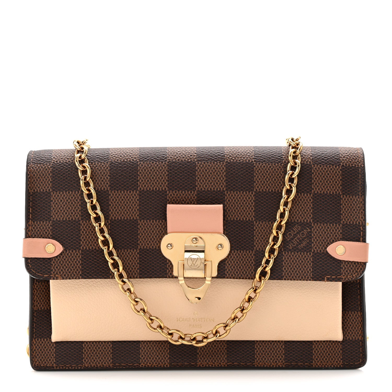 Louis Vuitton Damier Ebene Vavin Chain Wallet Creme