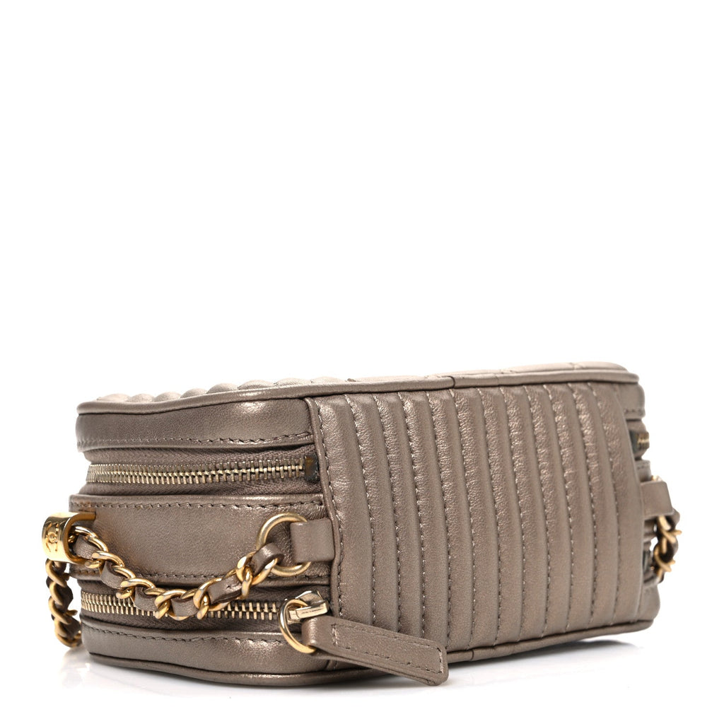 Chanel Metallic Lambskin Mini Coco Boy Camera Case Dark Gold