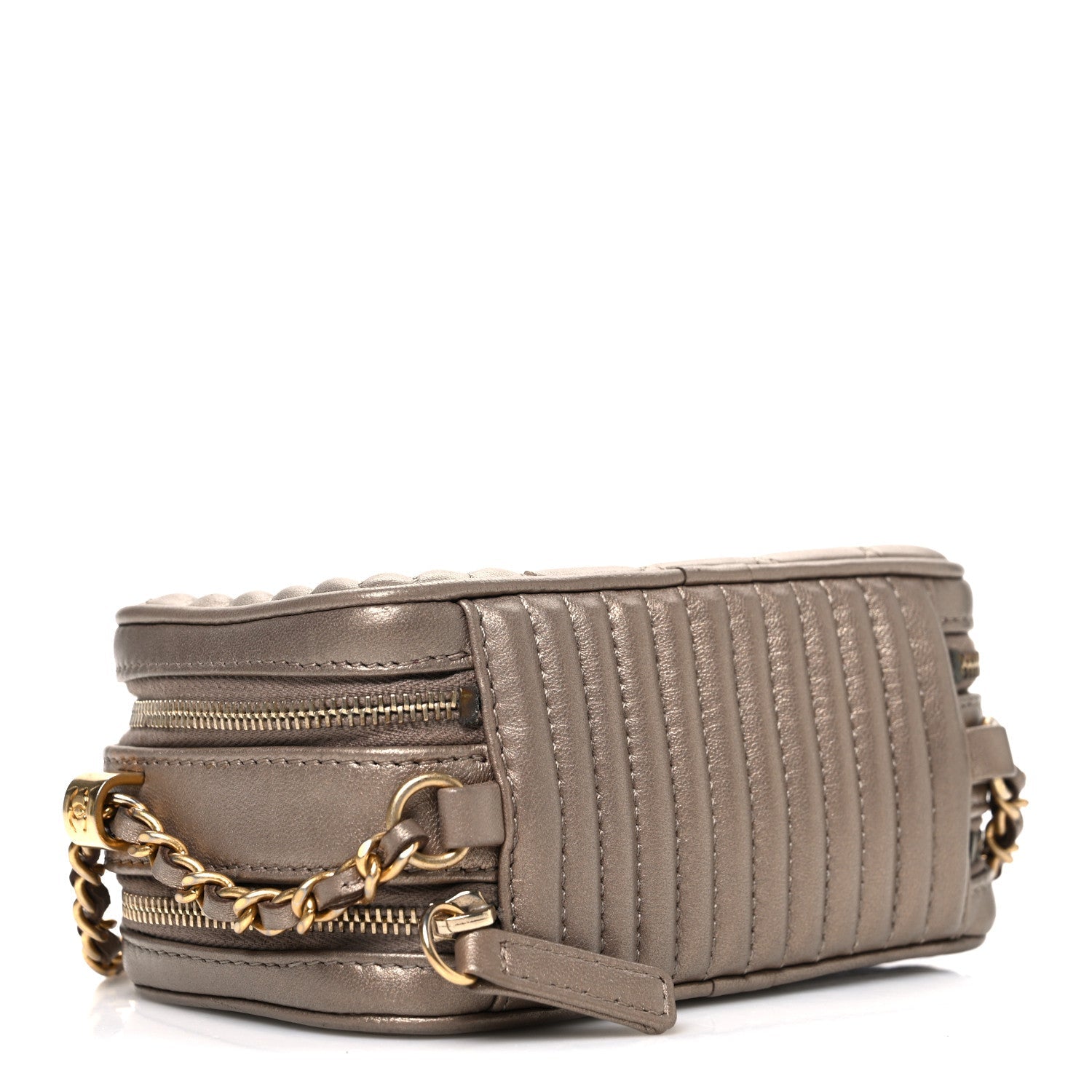 Chanel Metallic Lambskin Mini Coco Boy Camera Case Dark Gold