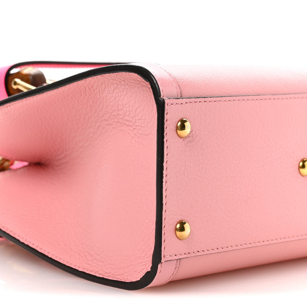 Gucci Wonka Grain Calfskin Mini Diana Tote Bag Wild Rose Fuxia Fluo
