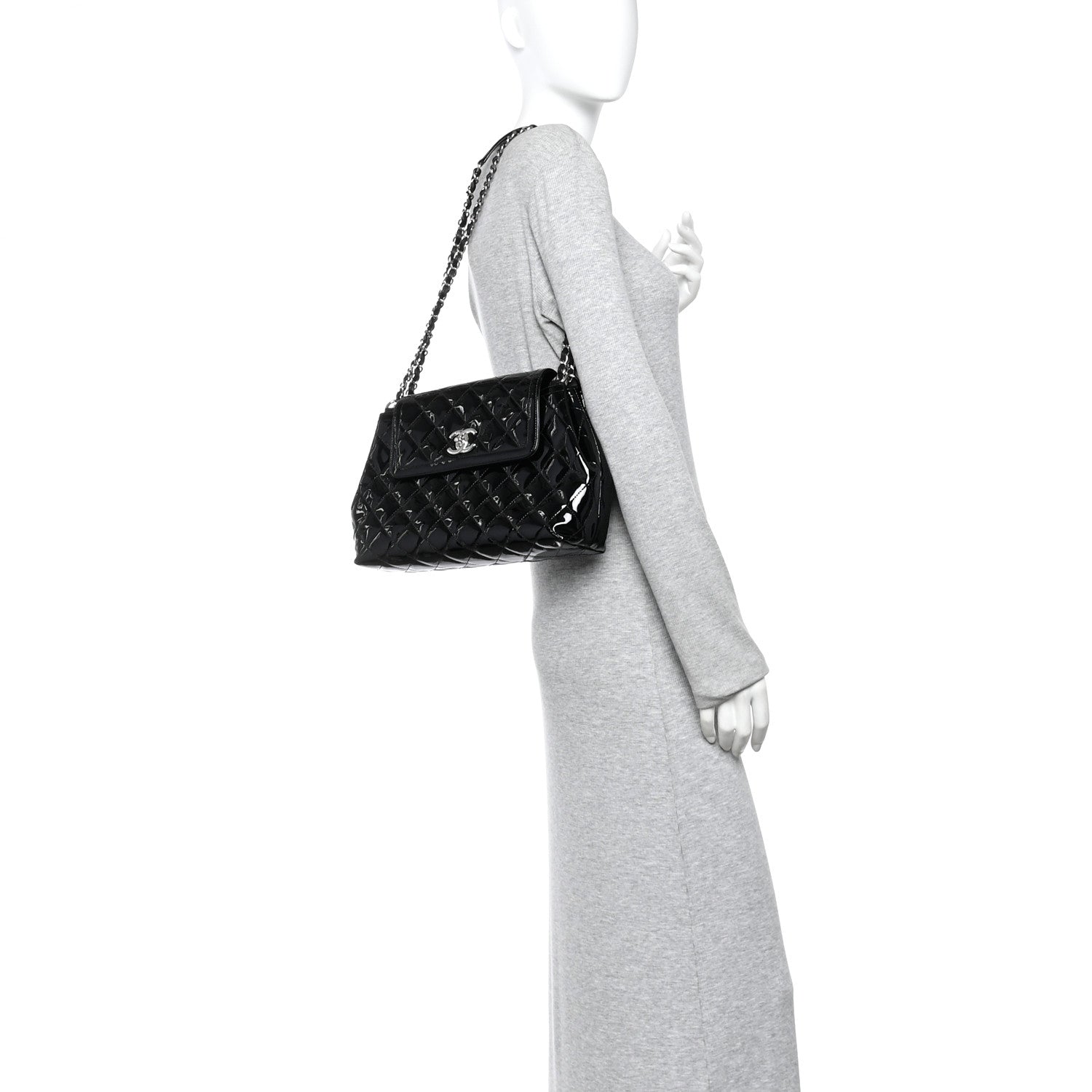 Chanel Patent Quilted Large Coco Shine Accordion Flap Black