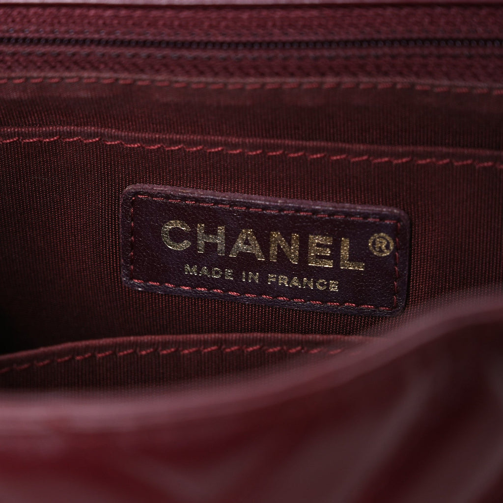 Chanel Calfskin Chevron Quilted Top Handle Flap Red
