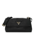 Prada Vitello Daino Soft Flap Shoulder Bag Black