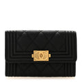 Caviar Quilted Boy Flap Card Holder Black