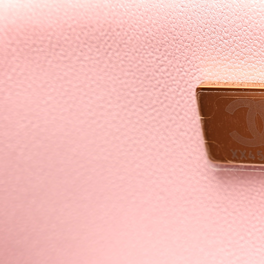Chanel Lambskin Quilted Mini Top Handle Rectangular Flap Light Pink