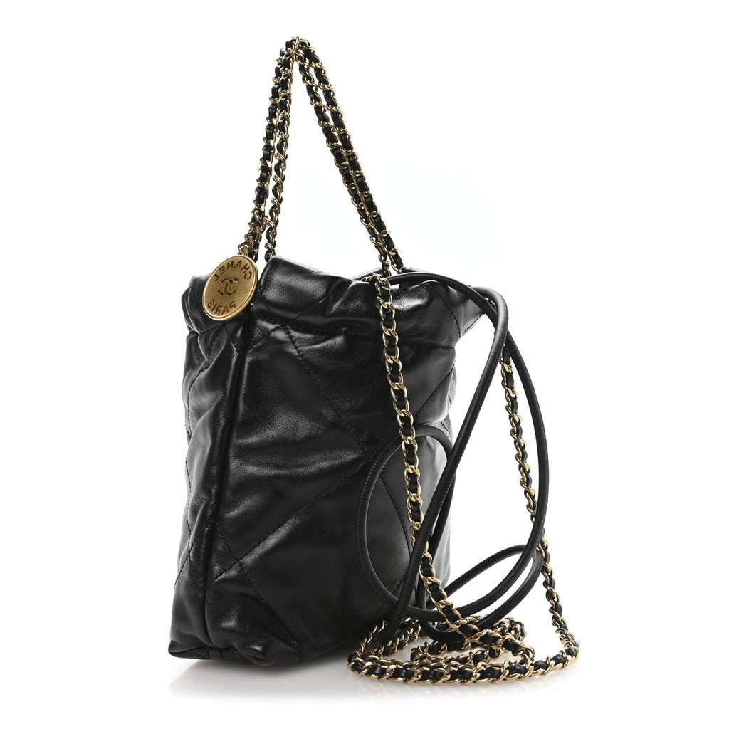 Chanel Shiny Calfskin Quilted Mini Chanel 22 Black
