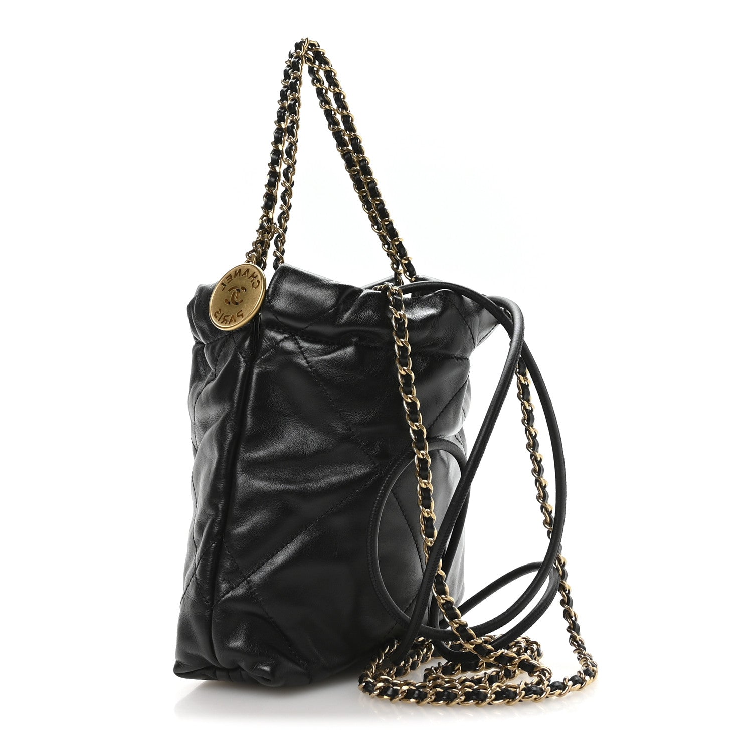Chanel Shiny Calfskin Quilted Mini Chanel 22 Black