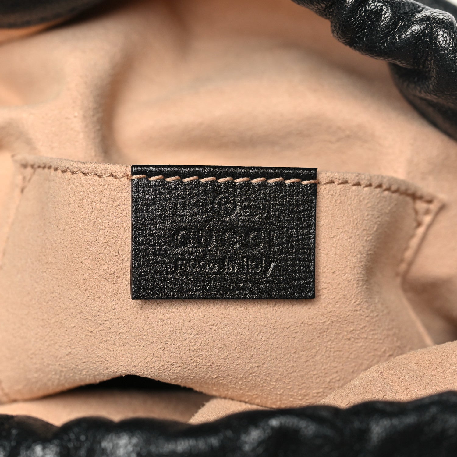 Gucci Azalea Sakai Calfskin Horsebit 1955 Drawstring Bucket Bag Black