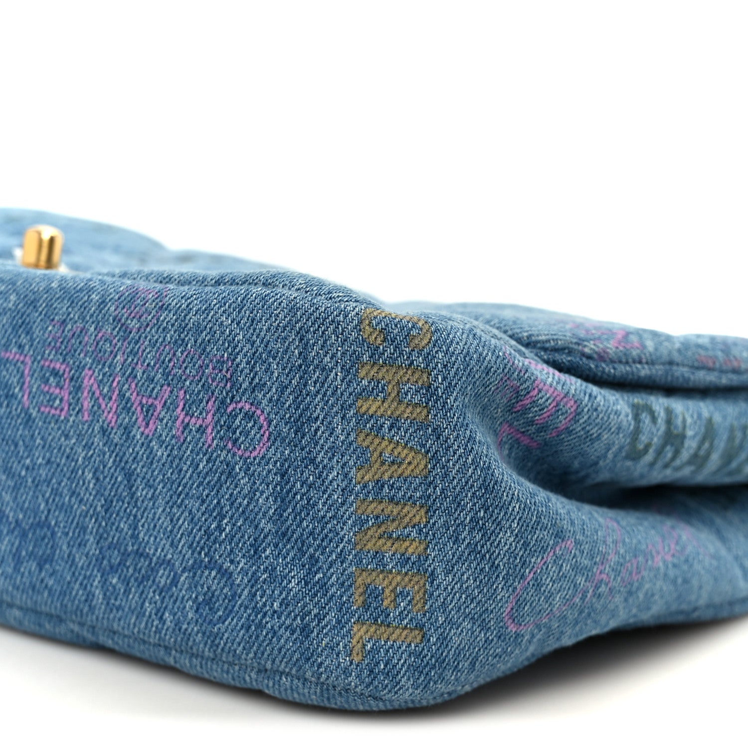 Chanel Denim Quilted Denim Large Mood Flap Blue Multicolor