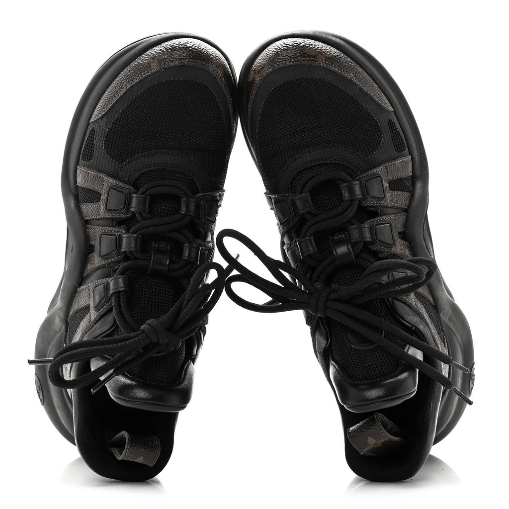 Louis Vuitton Calfskin Patent Monogram LV Archlight Sneakers 38 Black