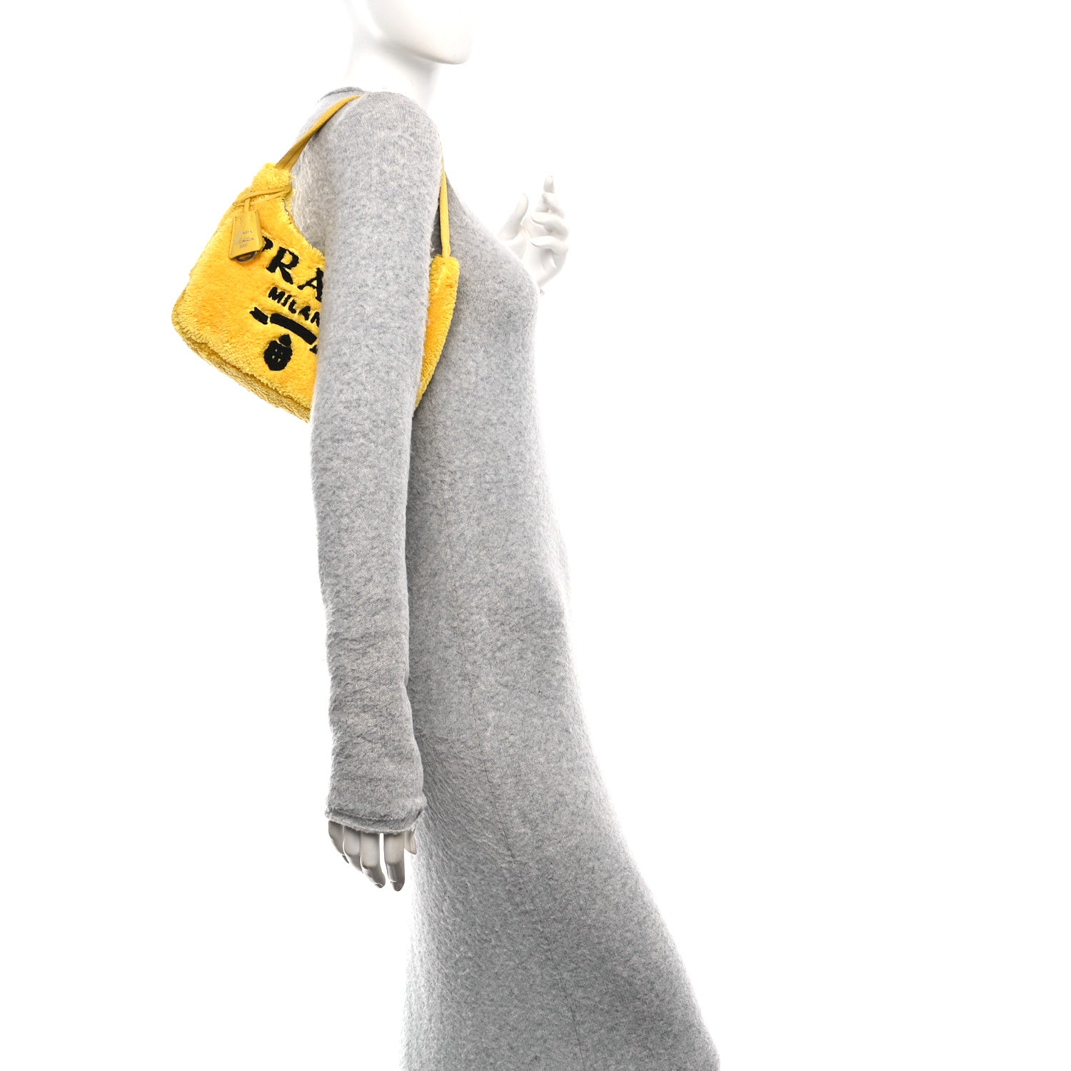 Prada Terry Cloth Mini Re-Edition 2000 Bag Giallo Black