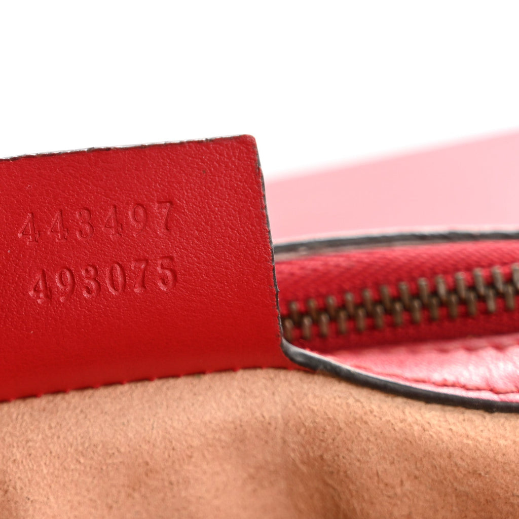 Gucci Calfskin Matelasse Small GG Marmont Shoulder Bag Hibiscus Red