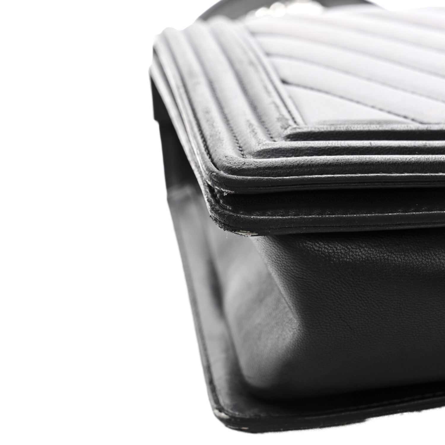 Chanel Calfskin Chevron Quilted New Medium Boy Flap Black