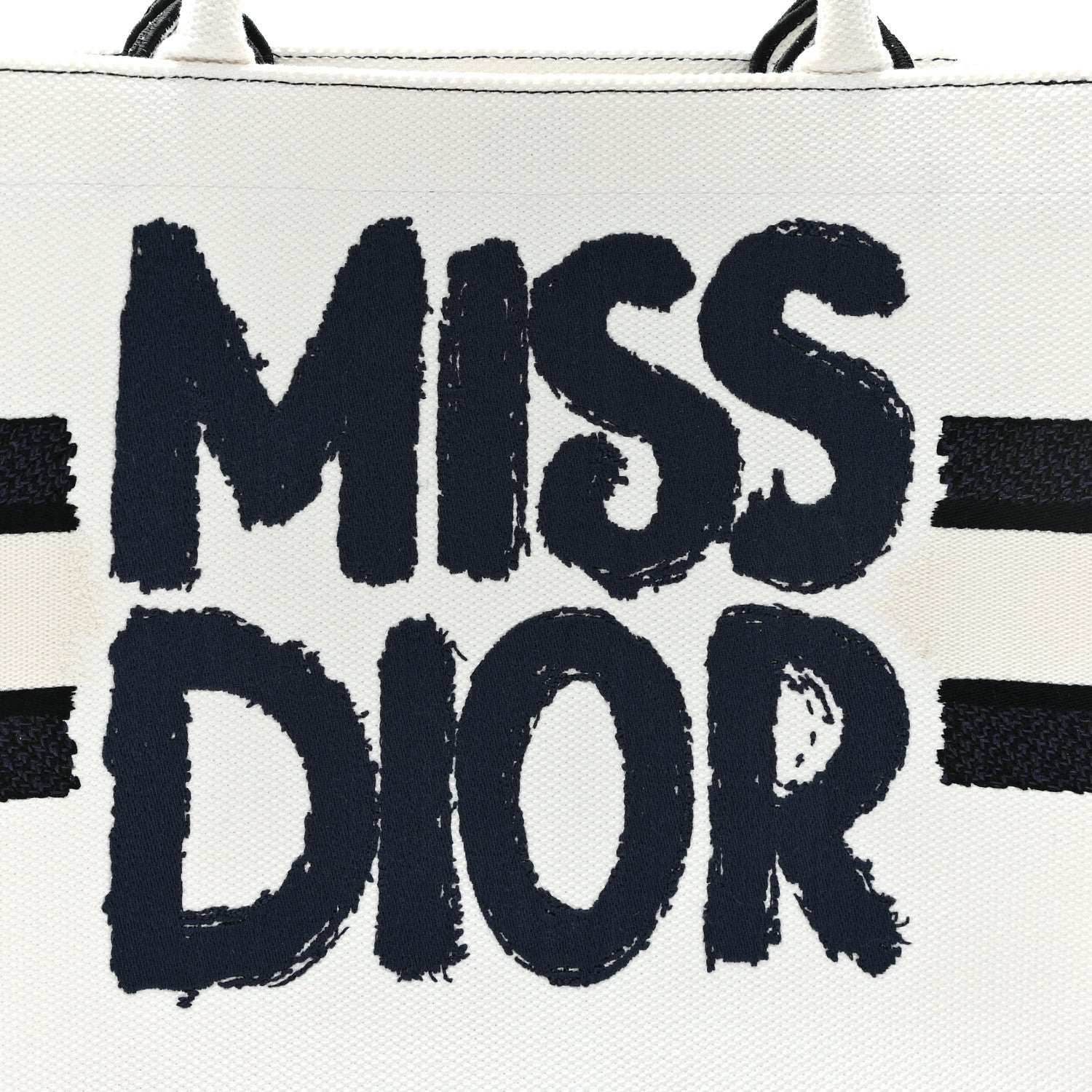 Christian Dior Canvas Embroidered Medium Miss Dior Graffiti Book Tote Navy White