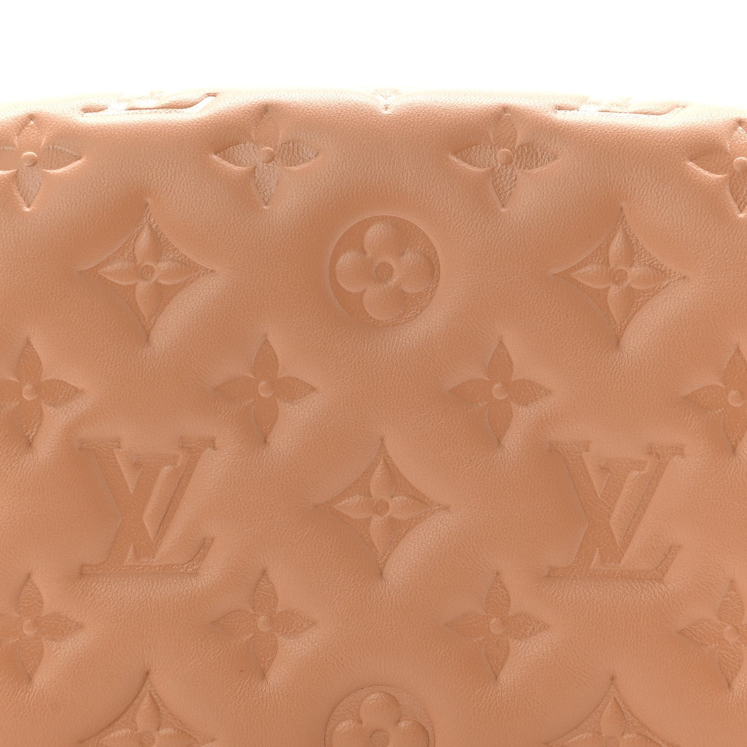 Louis Vuitton Lambskin Embossed Monogram Pochette Coussin Camel