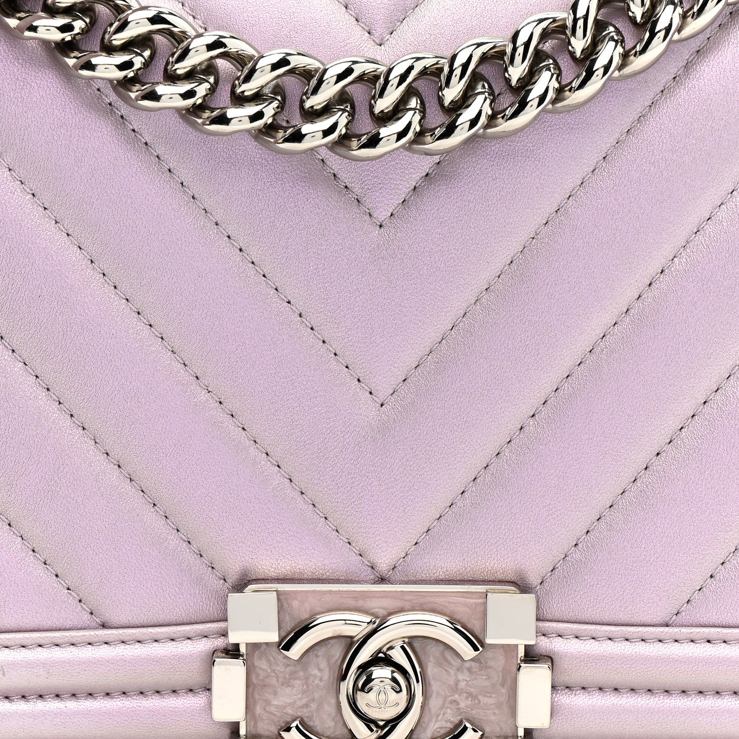 Chanel Iridescent Lambskin Chevron Quilted Medium Boy Flap Purple