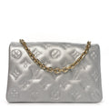 Louis Vuitton Metallic Lambskin Embossed Monogram Pochette Coussin Silver