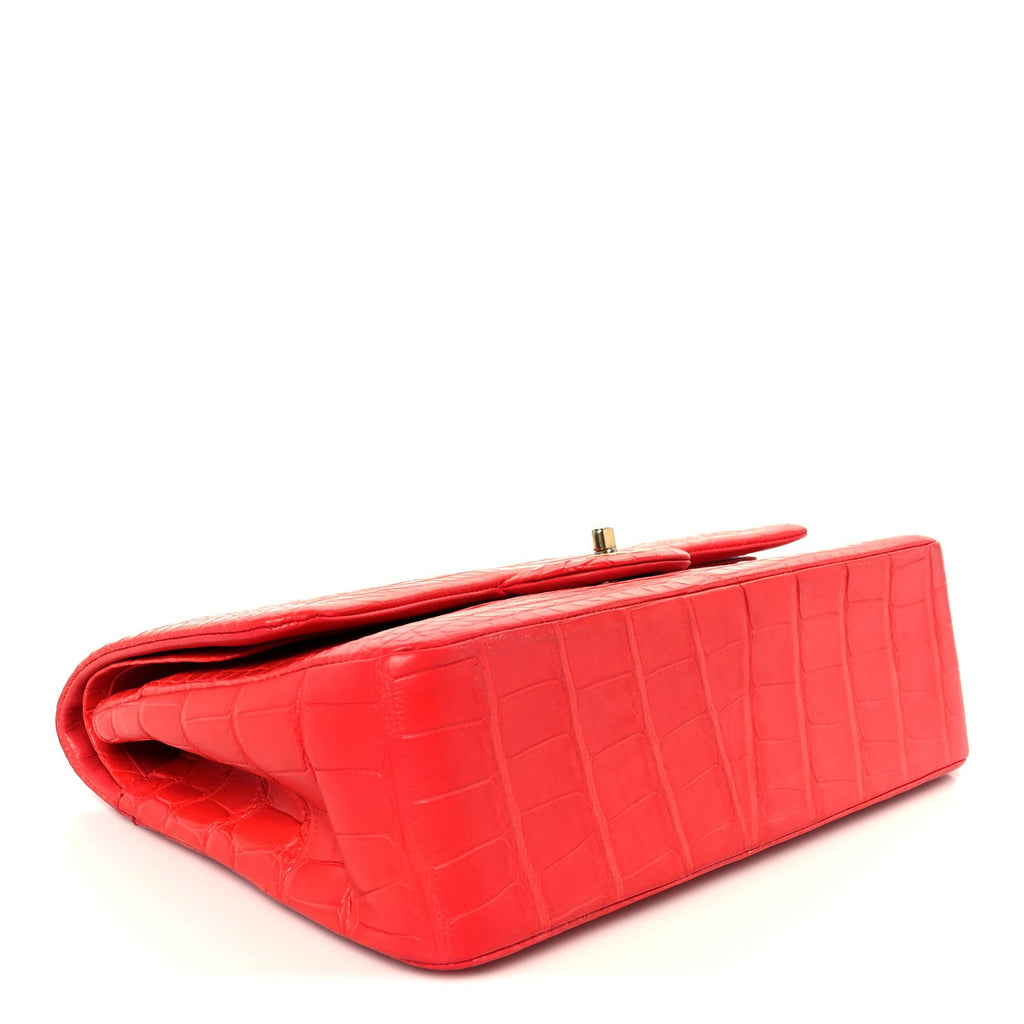 Chanel Alligator Jumbo Double Flap Red