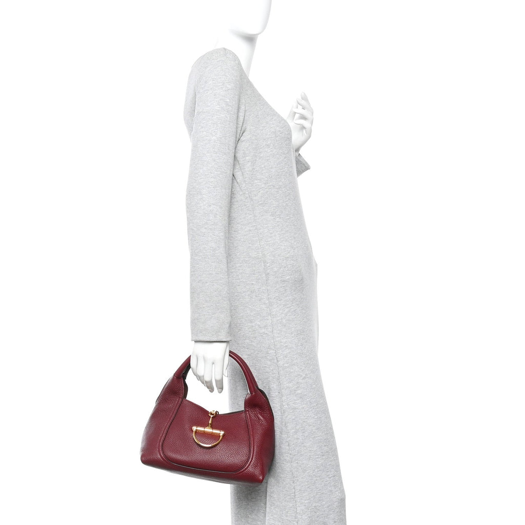 Gucci Grained Calfskin Softbit Medium Shoulder Bag Rosso Ancora