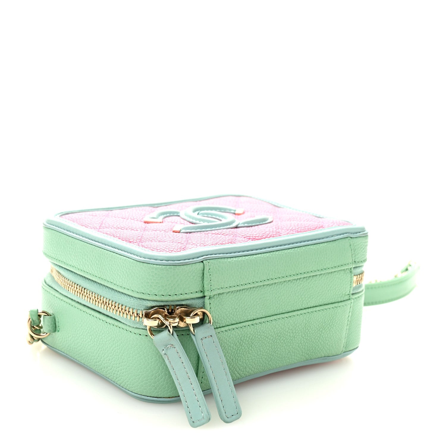Chanel Caviar Quilted Small CC Filigree Vanity Case Pink Green Blue