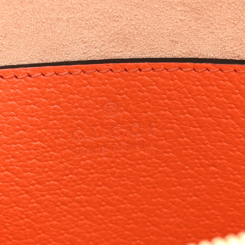 Gucci Textured Dollar Calfskin Mini Diana Dome Tote Bag Deep Orange Spicy Cyclamin