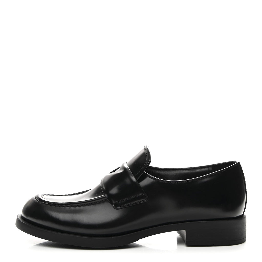 Prada Spazzolato Loafers 37.5 Black