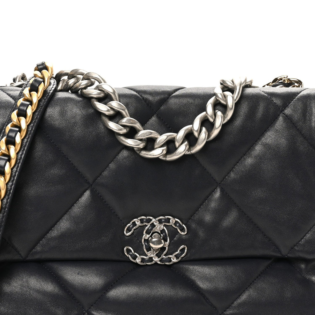 Chanel Lambskin Quilted Large Chanel 19 Flap Black