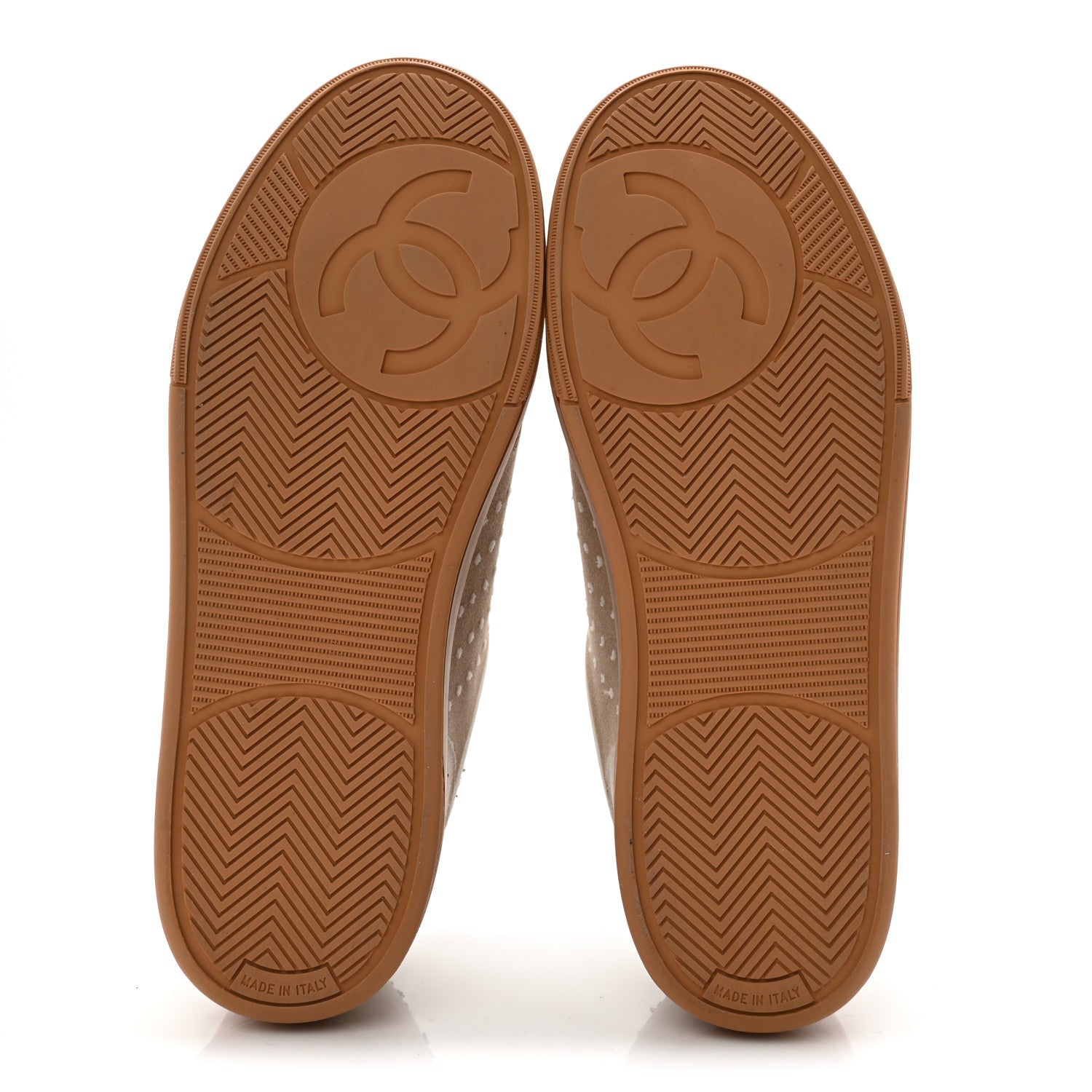 Fabric Suede Calfskin Logo Sneakers 40 Light Beige
