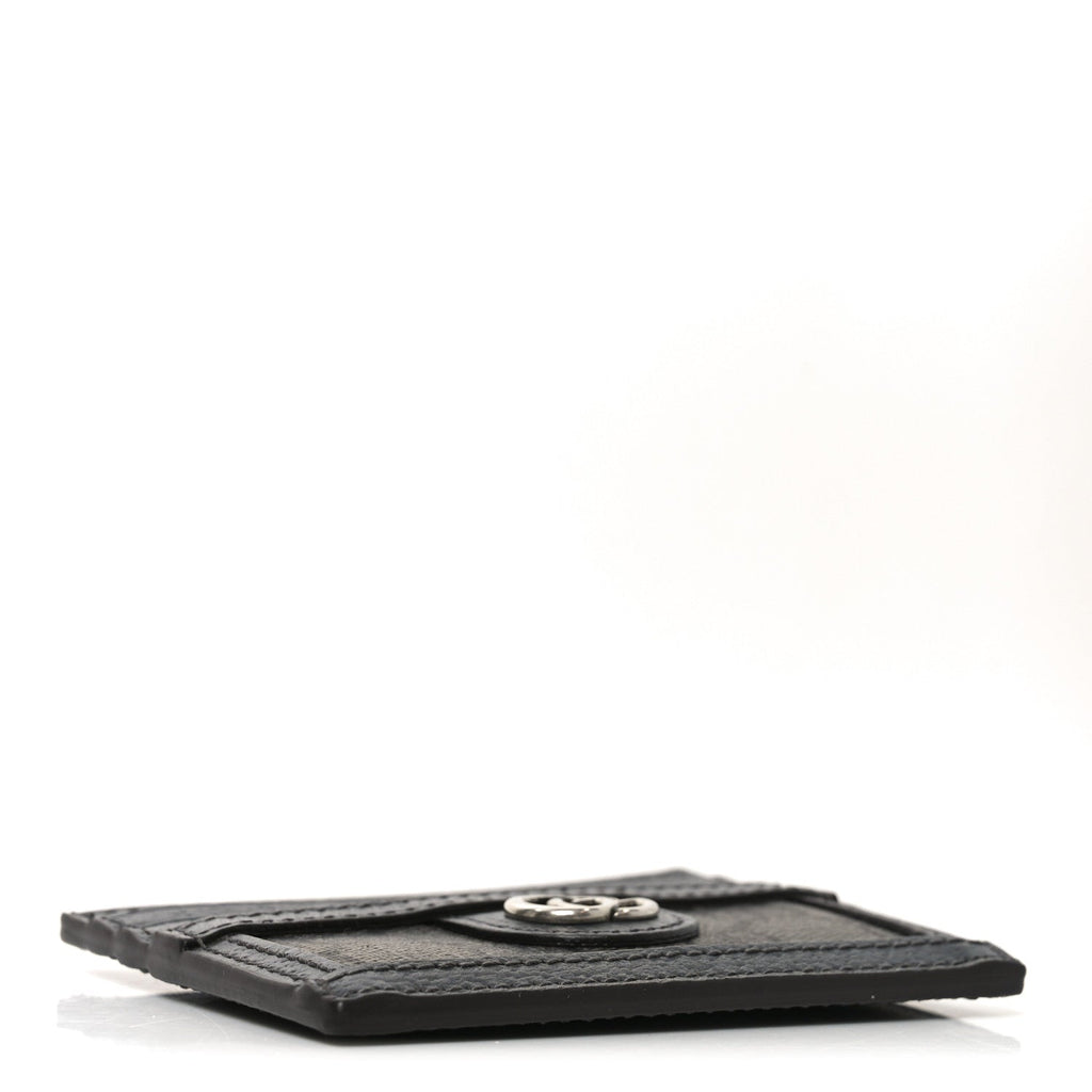 Gucci GG Supreme Monogram Textured Dollar Calfskin Ophidia Card Holder Grey Black Graphite Grey