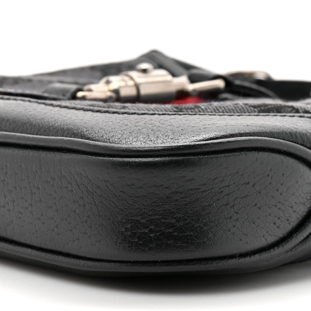 Gucci X BALENCIAGA BB Monogram Calfskin Web Mini Jackie 1961 Hobo Black