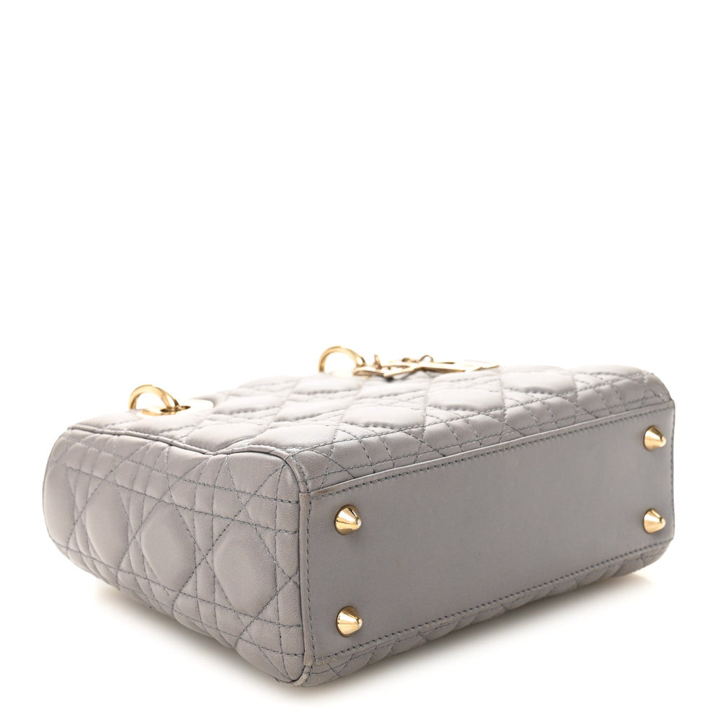 Christian Dior Lambskin Cannage Small Lucky Badges My Lady Dior Grey