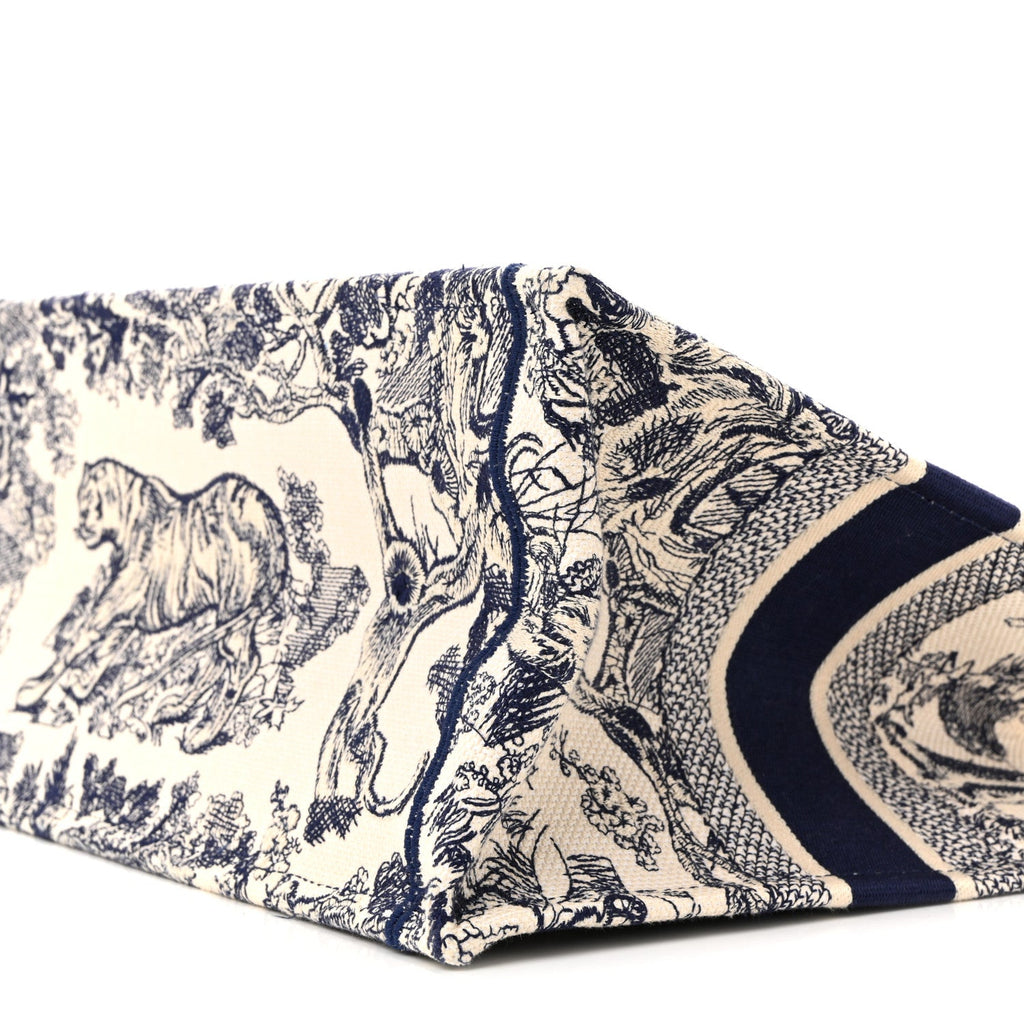 Christian Dior Canvas Embroidered Medium Dioriviera Toile De Jouy Book Tote Blue