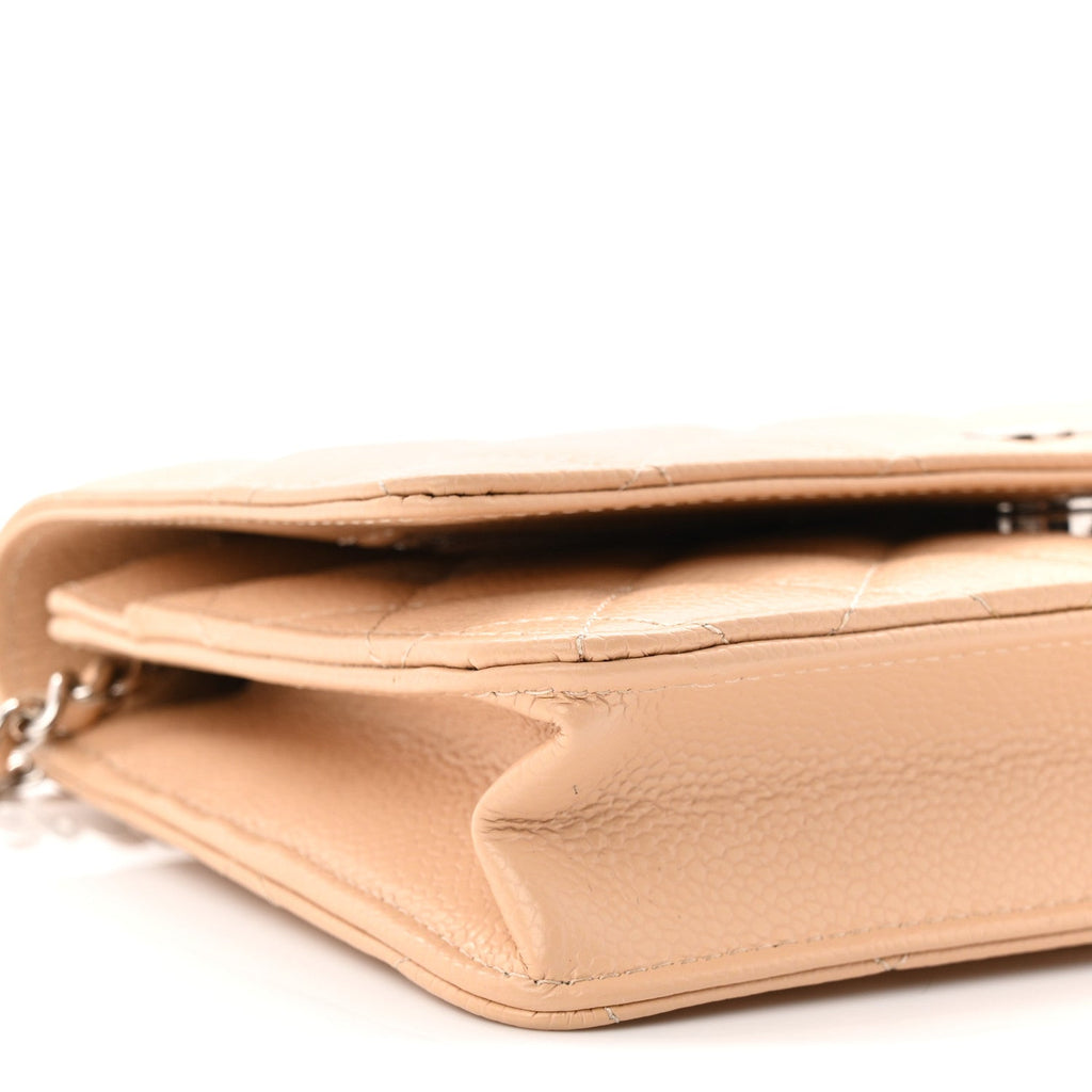 Chanel Caviar Quilted Wallet on Chain WOC Beige