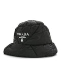 Prada Nylon Triangle Quilted Padded Bucket Hat M Black
