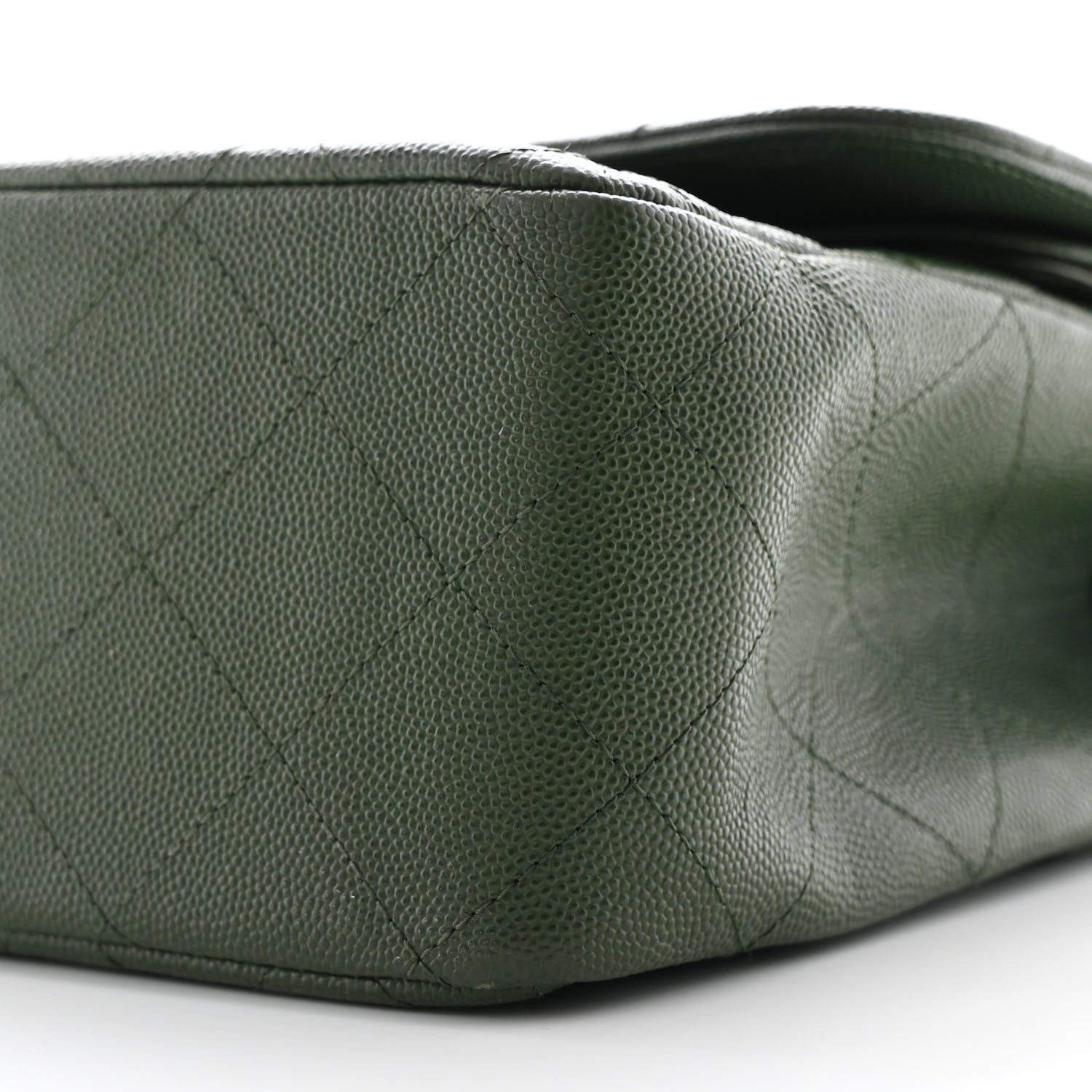 Chanel Caviar Quilted Jumbo Double Flap Green