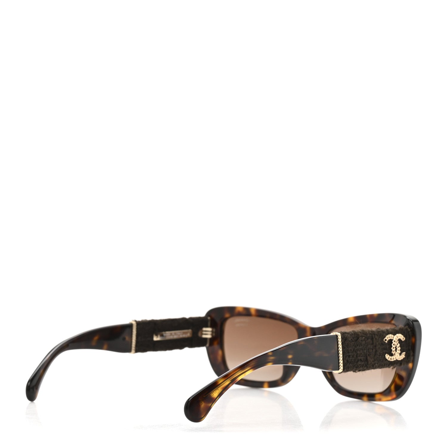 Acetate Tweed Wool CC Rectangle Sunglasses 5514 Tortoise