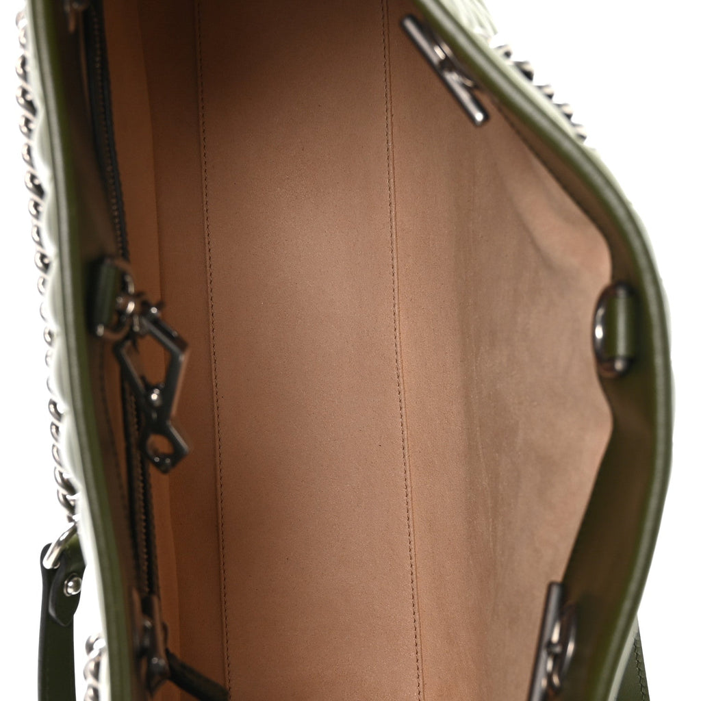 Gucci Calfskin Matelasse Aria Medium GG Marmont Shoulder Tote Military Wood