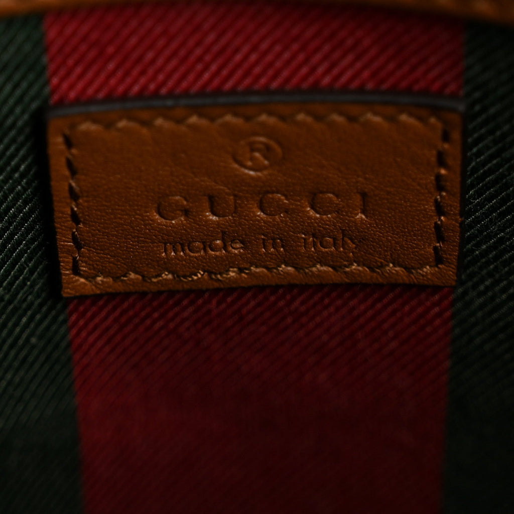 Gucci GG Icon Monogram Padlock Shoulder Bag Beige Dark Brown