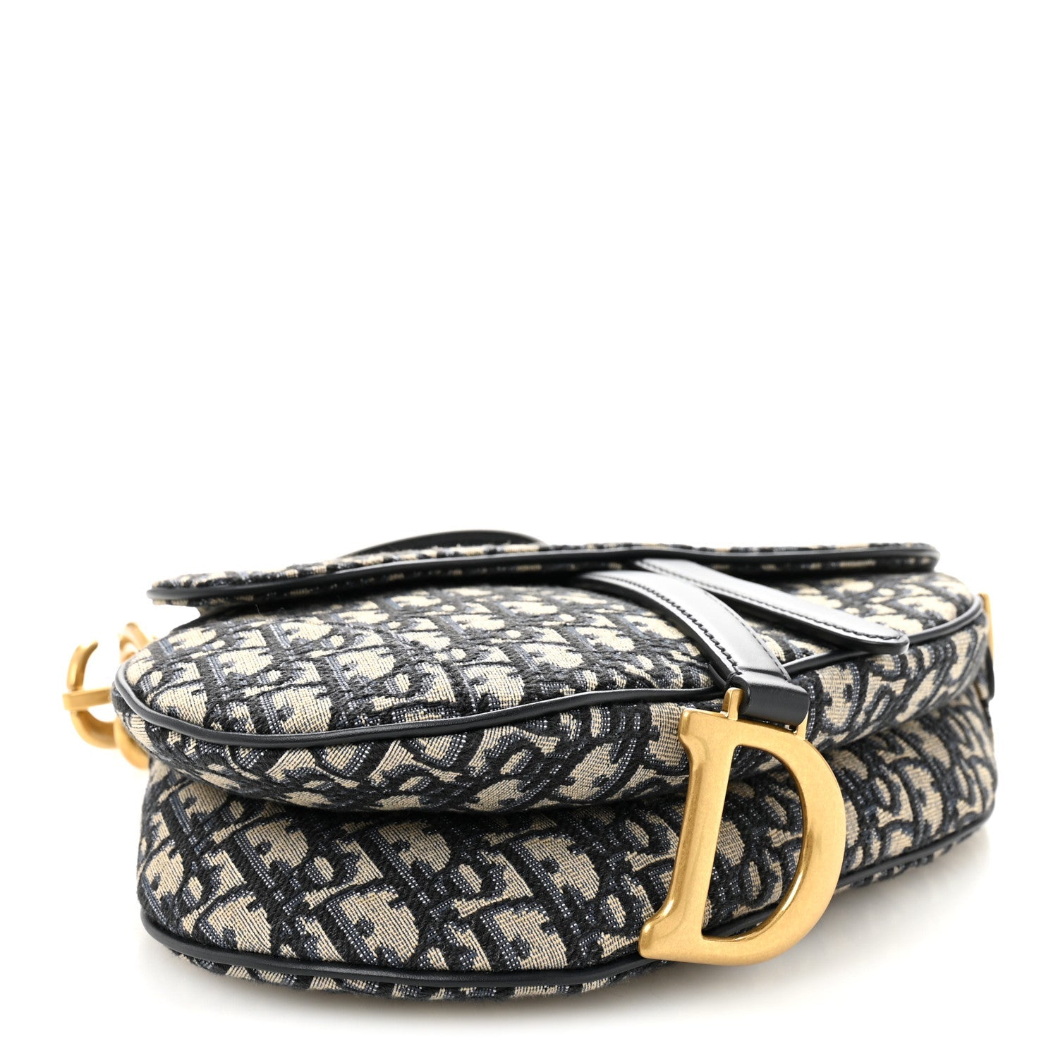 Christian Dior Oblique Saddle Bag With Strap Blue