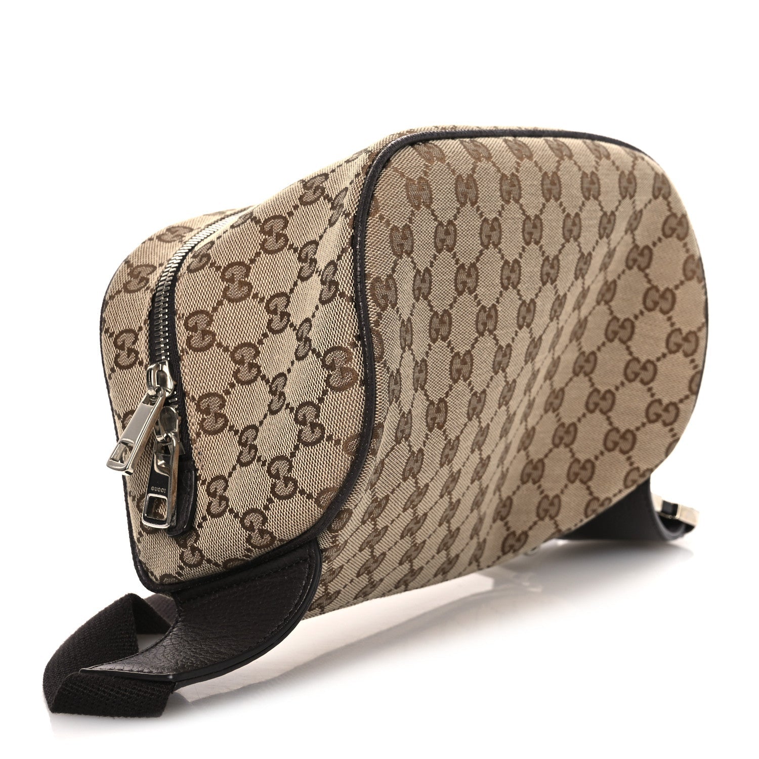Gucci Monogram Dollar Calfskin Waist Pouch Beige Ebony Testa di Moro Marrone Scuro
