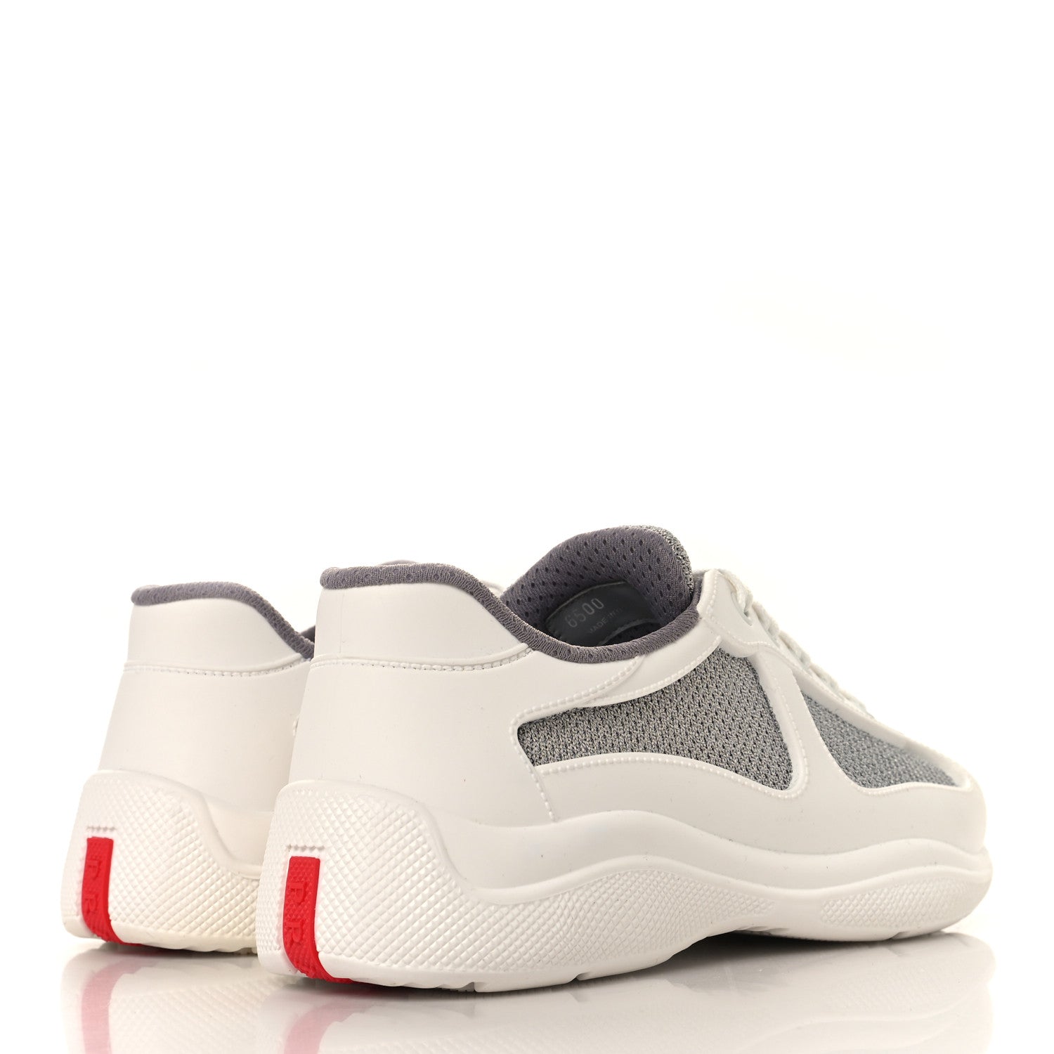 Prada Soft Rubber Mesh Womens America's Cup Sneakers 35 White Argento