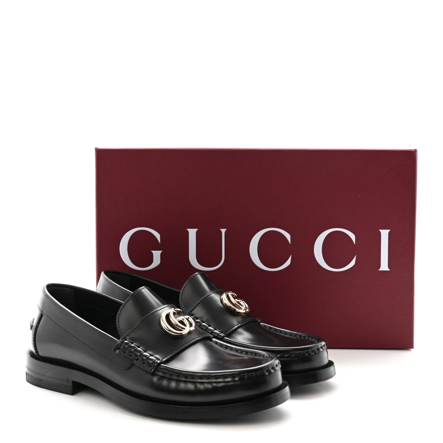 Gucci Calfskin Millennial Ribot Womens GG Loafers 36 Black