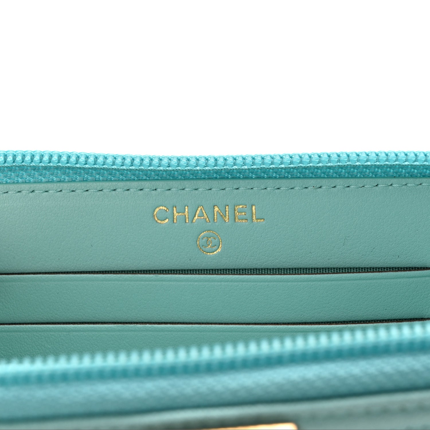 Caviar Quilted Small Boy Zip Around Wallet Light Blue