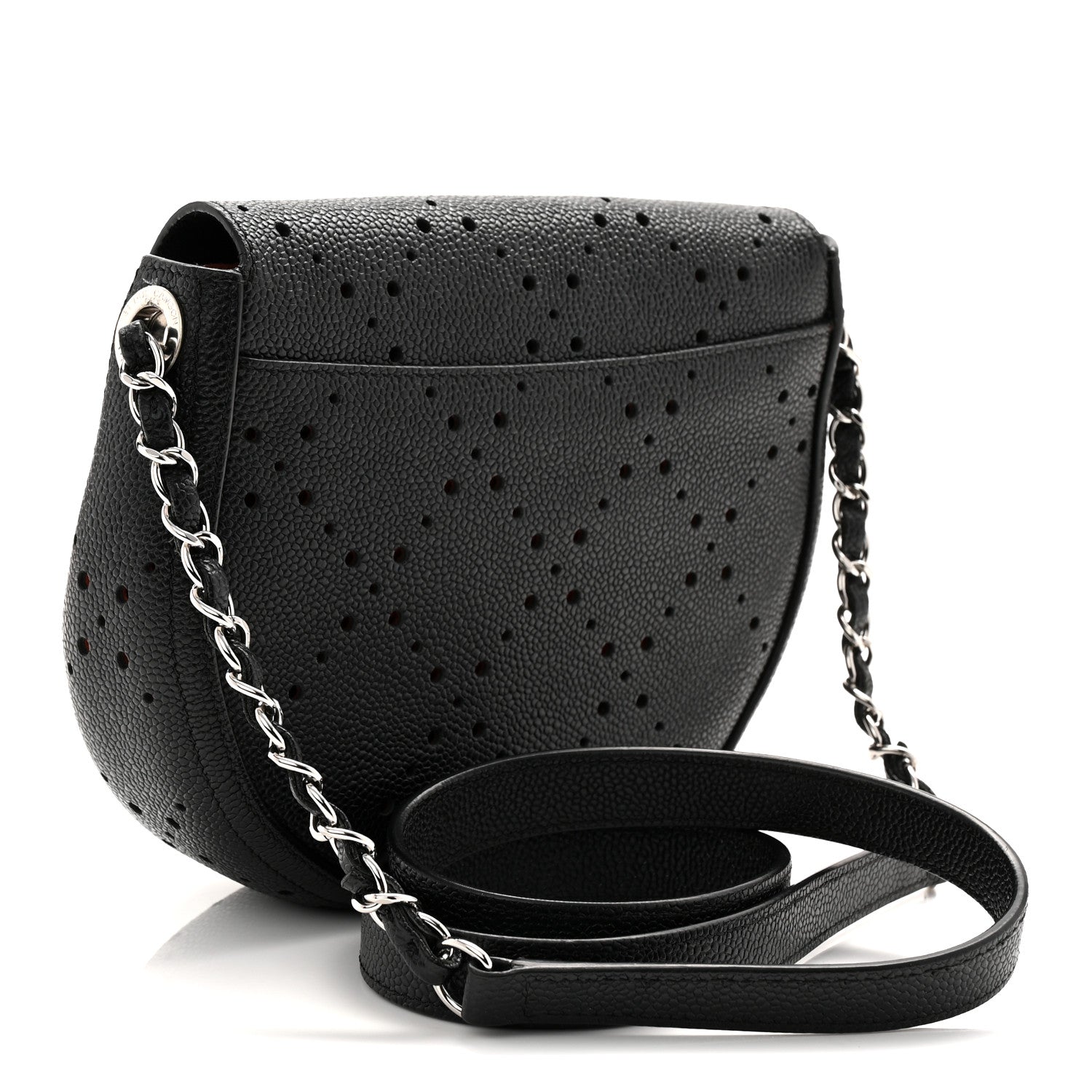 Chanel Caviar Perforated Messenger Bag Black